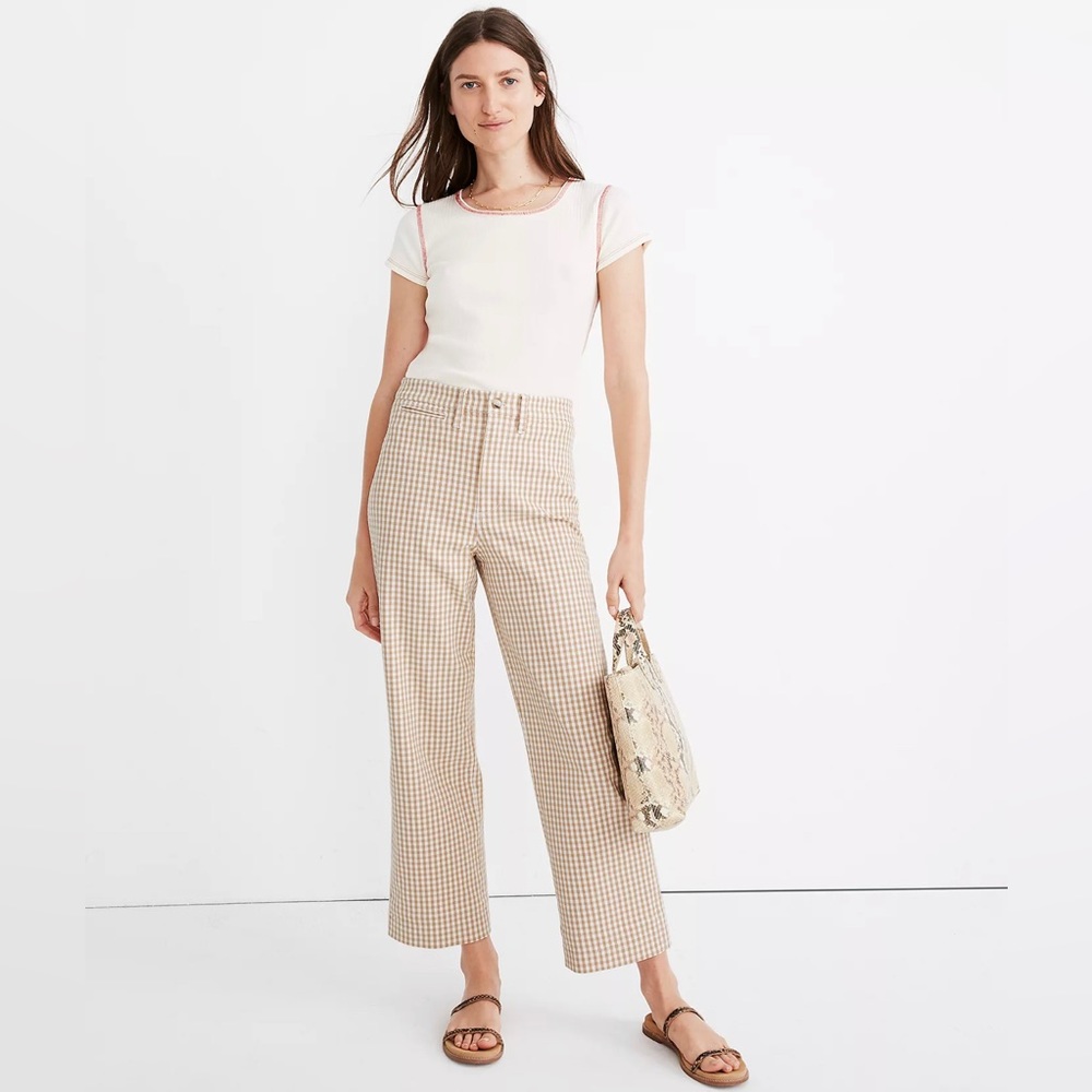 Madewell Slim Emmett Wide leg crop plaid pant size 25